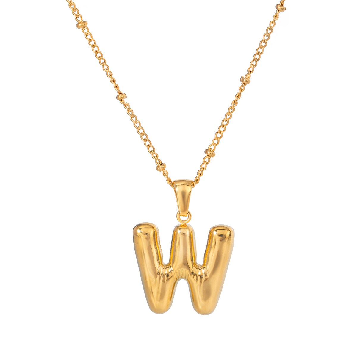 Gold color / 1 Piece Simple Casual Style Letter W Shape Stainless Steel 18K Gold Plated Women's Pendant Necklace Picture7